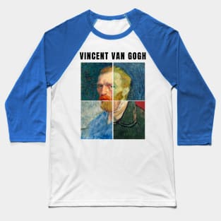 Self portrait Vincent Van Gogh, Art Collage Scrapbooking Aesthetic Baseball T-Shirt